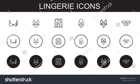 Lingerie Icons Set Collection Lingerie Bra เวกเตอรสตอก ปลอดคา