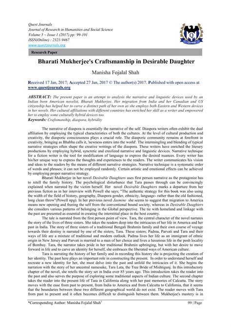 Bharati Mukherjee's Craftsmanship in Desirable Daughter | PDF