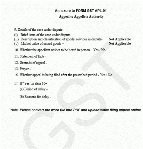 Filing Appeal Against Gst Registration Order Form Gst Apl 01