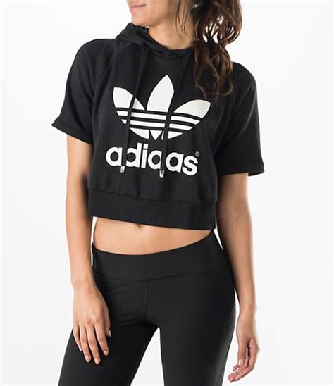 Womens Adidas Originals Trefoil Crop Hoodie Adidas Women Cropped