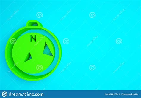 Green Compass Icon Isolated On Blue Background Windrose Navigation