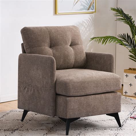 EASELAND Modern Upholstered Accent Chair Armchair Linen Fabric Living