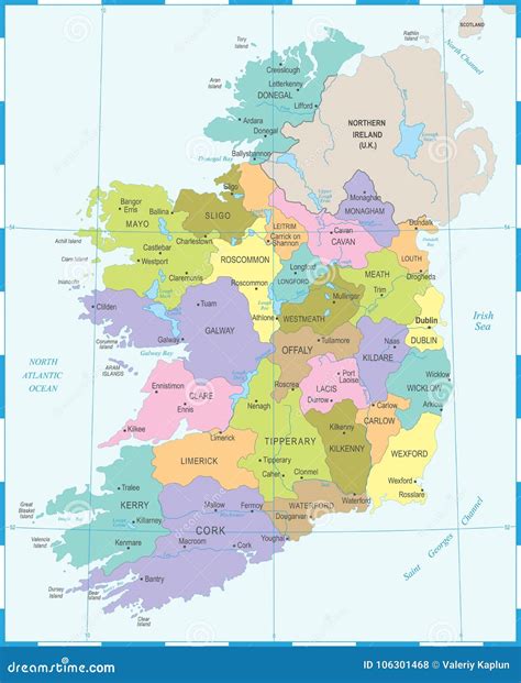 Ireland Map Detailed Vector Illustration Stock Illustration