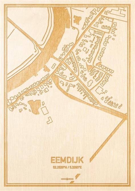 Kaart Eemdijk Gegraveerde Stadskaart Hood Wood Hout A Bol