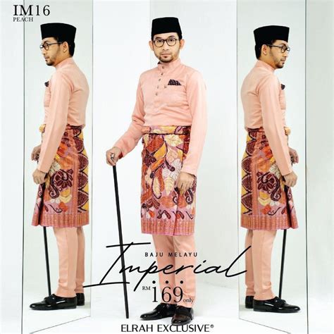 Baju Melayu Elrah Exclusive Regal Fit Imperial PEACH Shopee