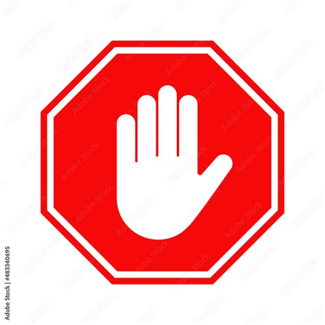 Stop hand gesture sign poster. Vector road sign with palm gesture