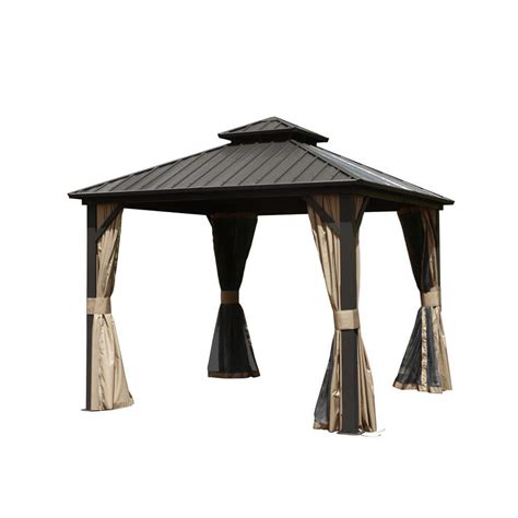 Staykiwi 10 Ft X 10 Ft Outdoor Brown Aluminum Hardtop Gazebo With