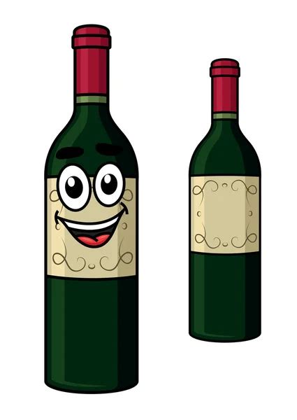 Cartoon Bottle Of Red Wine With A Smiling Face Stock Vector Image By