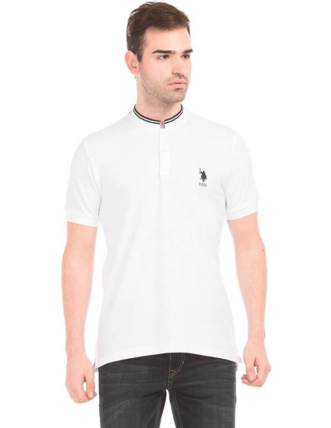 Buy Us Polo Assn Men Mandarin Collar Slim Fit Polo Shirt