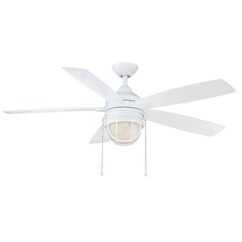 Hampton Bay Seaport In Led Indoor Outdoor White Ceiling Fan Brushed