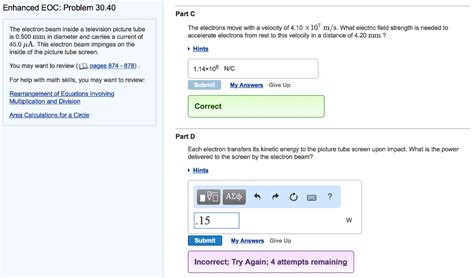 Solved Enhanced EOC Problem 30 40 Part C The Electrons Move Chegg