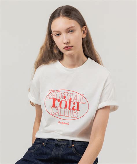 MUSINSA ROLAROLA OUTLINE LOGO T SHIRT WHITE RED