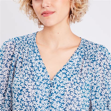 Blouse Manches Courtes Bleu Marine Femme Cache Cache