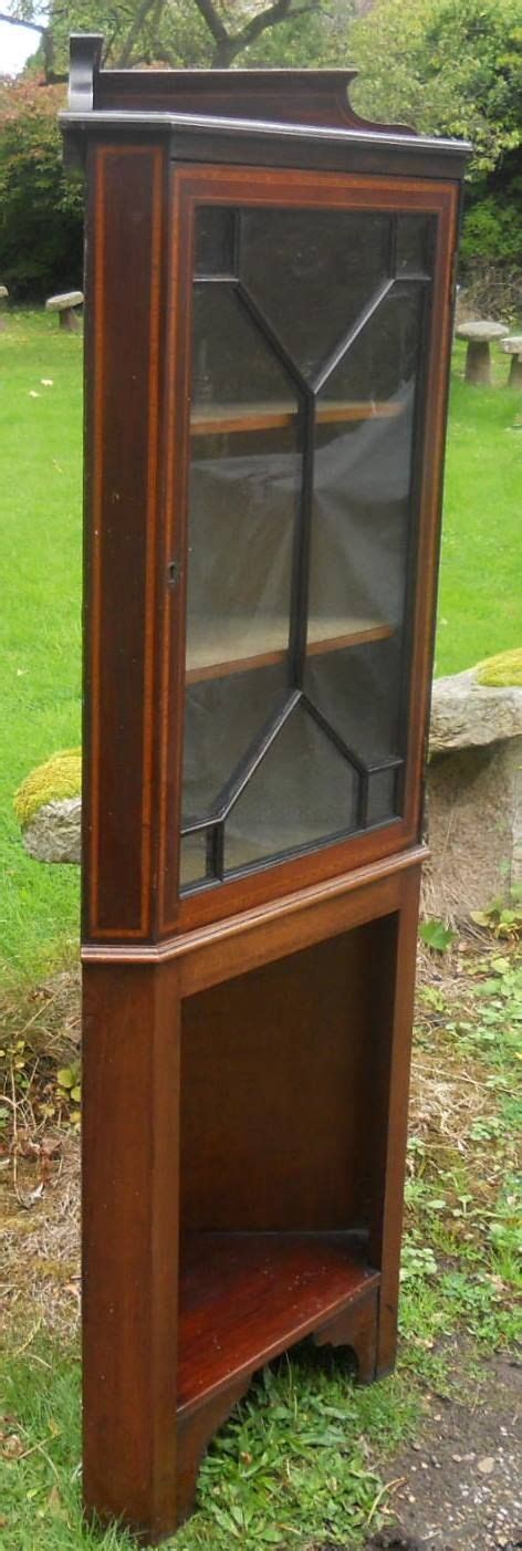 Original Edwardianische Mahagoni Massivholz Eckschrank Vitrine Antik