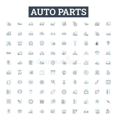 Auto Parts Vector Line Icons Set. Car, Auto, Parts, Tires, Battery ...