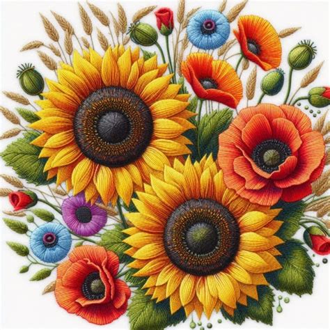 Sunflowers And Poppies Free Stock Photo - Public Domain Pictures