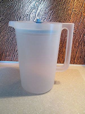 Tupperware Gallon Push Button Sheer Beverage Pitcher Blue Lid Euc