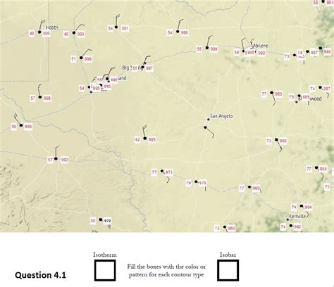 Solved Use the provided map to draw isotherms every 5°F, | Chegg.com