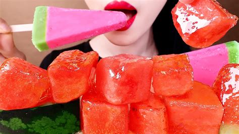 Asmr Recipe Candied Watermelon Tanghulu Ice Cream Eating Sounds