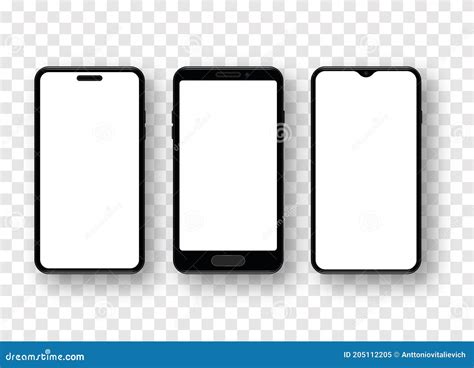 Set Of Realistic Smartphone Mockup Mobile Phone With Empty White