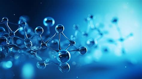 Premium Photo Blue Molecule Atoms Structures On Blue Liquid Serum