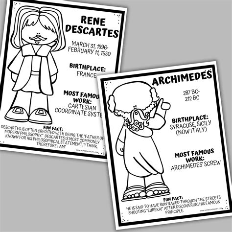 Famous Mathematicians Posters To Color