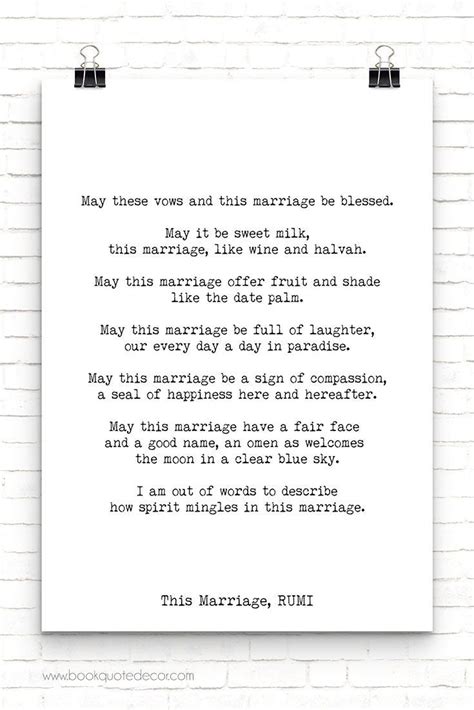 A Poem Written In Black Ink On White Paper With The Words May Those Vows And This Marriage Be