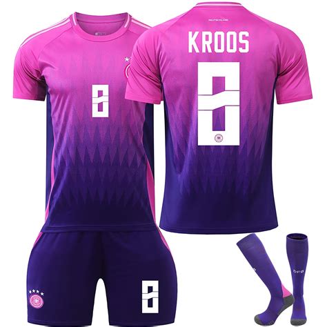 Youths 2024 Germany Away #8 KROOS Jersey Soccer Kids Soccer Set Pink 9 ...