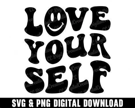 Love Yourself Svg Self Love Svg Digital Download Awareness Svg Wavy