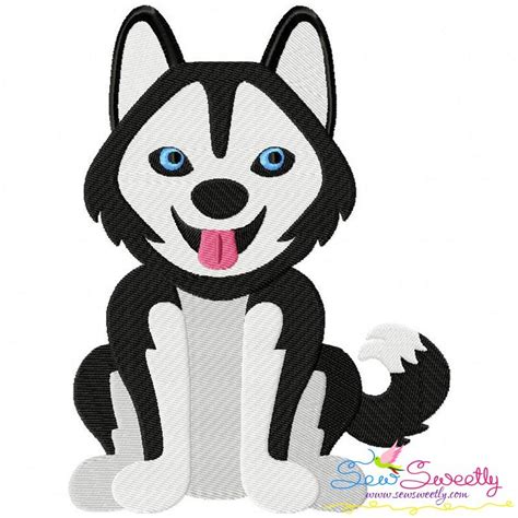 Husky Dog Embroidery Design Pattern