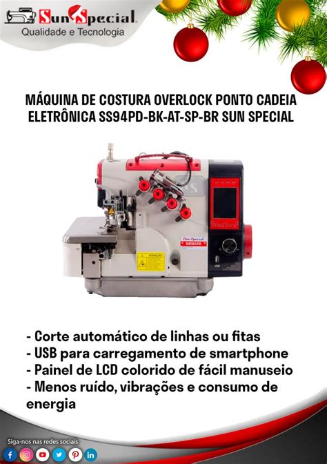 M Quina De Costura Overlock Ponto Cadeia Eletr Nica Ss Pd Bk At Sp Br