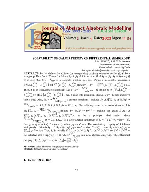 PDF SOLVABILITY OF GALOIS THEORY OF DIFFERENTIAL SEMIGROUP