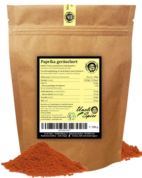 Paprikapulver geräuchert 200g Uncle Spice fein gemahlen