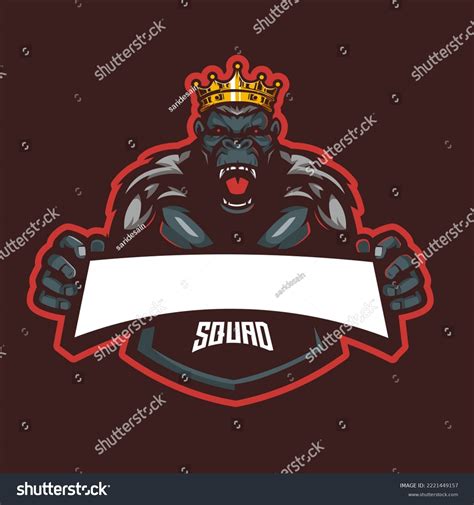 King Gorilla Esport Mascot Logo Design Stock Vector Royalty Free