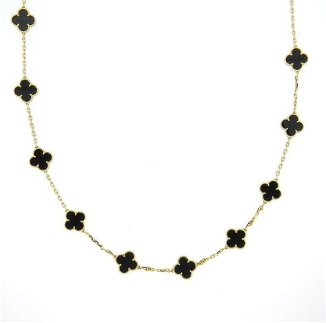 Van Cleef Arpels VCA Vintage Alhambra Onyx Gold Necklace From A