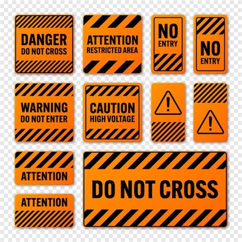 Premium Vector Various Black And Orange Warning Signs With Diagonal