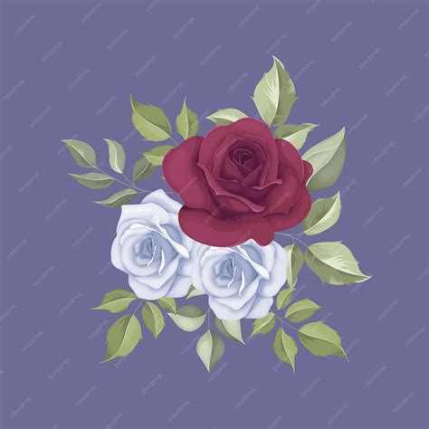 Premium Vector | A bouquet of roses on a purple background.