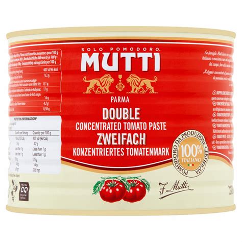 Mutti Koncentrat pomidorowy 2150 g - kalorie, kJ i wartości odżywcze ...
