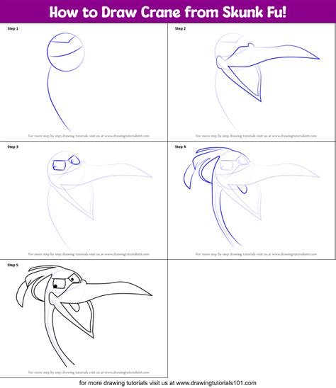 How To Draw Crane From Skunk Fu Printable Step By Step Drawing Sheet