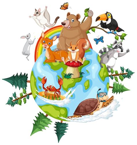 Premium Vector | Animals on the planet earth