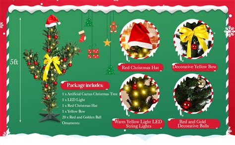 Amazon Syhood Ft Pre Lit Artificial Cactus Christmas Tree With