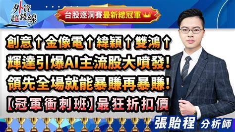 2023 05 25 張貽程分析師 創意金像電緯穎雙鴻 輝達引爆AI主流股大噴發 領先全場就能暴賺再暴賺 冠軍衝刺班最狂折扣