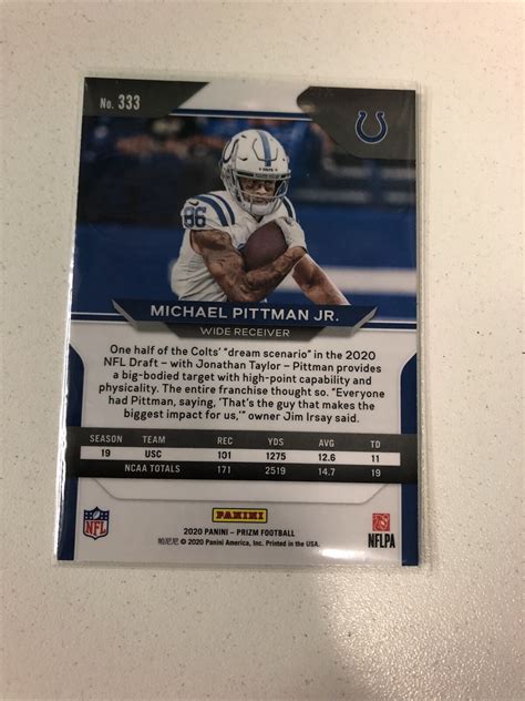 2020 Panini Prizm Rookie 333 Michael Pittman Jr RC For Sale