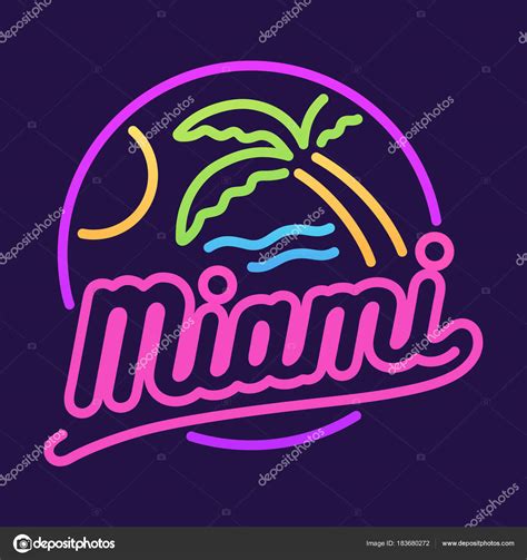 Miami Neon Sign Stock Vector Image By ©sudowoodo 183680272