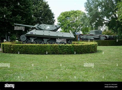 American WW2 Tank On Display Outside At The Battle Of Normandy Museum