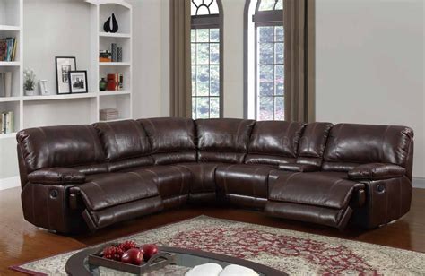 U1953 Power Motion Sectional Sofa Brown Bonded Leather By Global