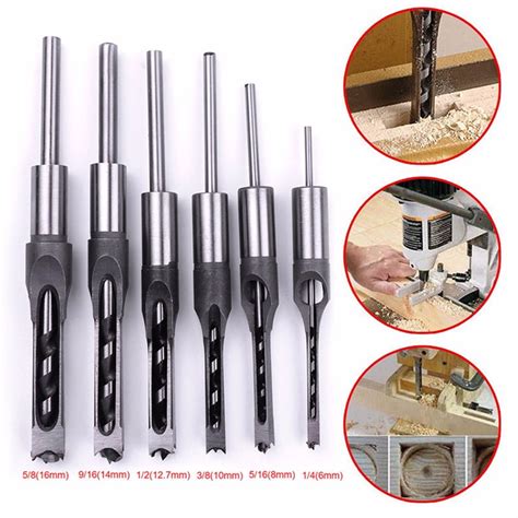 Teissuly 6 Pcs Hole Saw Mortise Drill Bit Set Mortising Woodworking ...