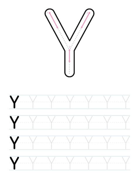 Premium Vector Tracing Uppercase Letter Y Worksheet For Kids