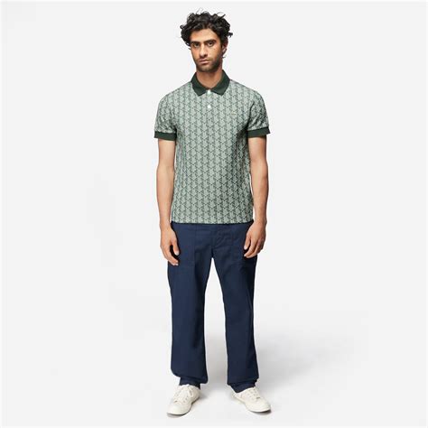 Lacoste Monogram Print Polo Shirt In Blue For Men Lyst