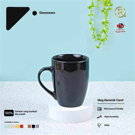 Jual Gelas Mug Cangkir Corel Keramik Oz Ml Hitam Polos Shopee